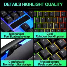 Gaming Keyboard Mouse Set Rainbow LED Wired USB For PC Laptop PS4 Xb Ox One 360UK - Black - View 5