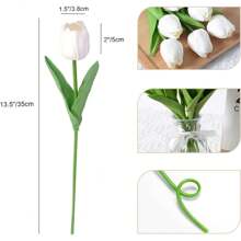 10 件迷你 PU 逼真郁金香人造花 - 非常适合婚礼、家居装饰、摄影道具 - 彩色 - 查看 4