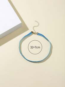 1pc Stylish Pink Velvet Choker Necklace - Navy Blue - View 1