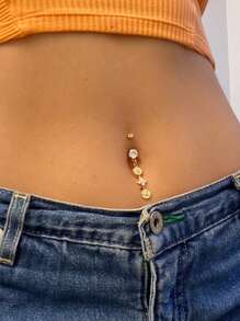 1 件 14G 钻石 CZ 花形肚脐环银金肚脐环吊坠花形肚脐环吊坠肚脐环 CZ 链穿孔 10 毫米