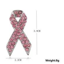 Cross-Border Popular Fashion Creative AIDS Awareness Rhinestone Pink Ribbon Brooch Pin Badge - Pink 2pcs - View 7