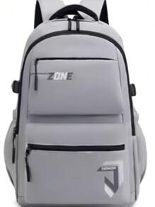 Modern Style Backpack, Large Capacity - 灰色 - 查看 2
