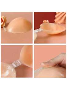 1 件女士纯色硅胶粘合胸罩，薄垫聚拢乳头罩适合日常使用万圣节秋季婚礼配饰女士胸垫罩粘性胸罩无肩带胸罩胸罩胶带提升内衣套装蛋糕乳头罩旅行内衣性感上衣 - 杏色 - 查看 5