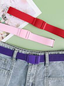1 Pc Elastic Adjustable Stretch Woven Belt, Unisex Casual Buckle Waist Band