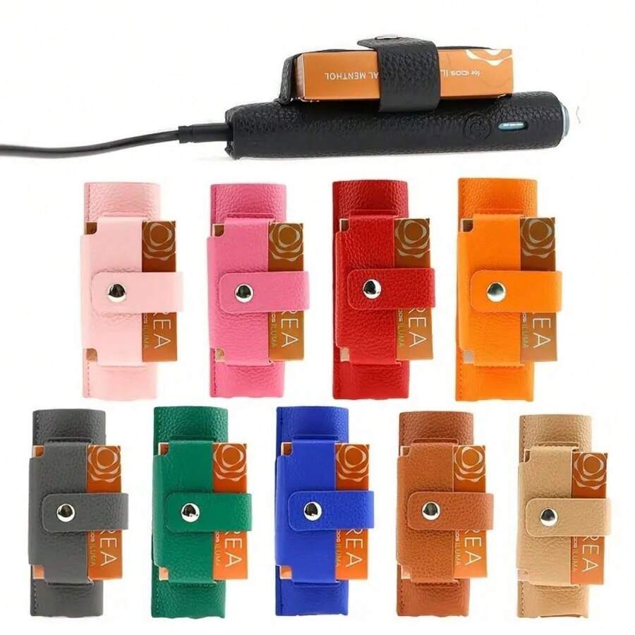 IQOS 4.0 ILUMA I One 兼容保护壳，荔枝纹 PU 皮革，防刮防震盖扣闭合，适用于 IQOS ILUMA One 和 ILUMA I One PVC 材质