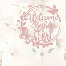 1 Pc Welcome Baby Girl Cake Topper - Rose Golden Glitter - For Baby Shower, Birthday Party & Gender Reveal - Baby Girl Decorations - Perfect Gift For Expecting Parents