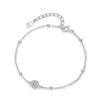 1 chiếc vòng tay bạc 925 cao cấp hình hoa, dây điều chỉnh được, trang sức thương hiệu dành cho nữ/bé gái, quà tặng dự tiệc.