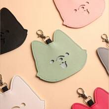 Cute Cartoon Dog Poop Bag With Leash Holder, PU Leather, Korean Style, Pet Cleaning Waste Bag