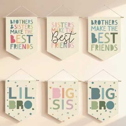 Canvas väggdekor för barnkammare, babyrum, barnrum, Lil Bro Big Bro, Brothers Make The Best ,Big Brother