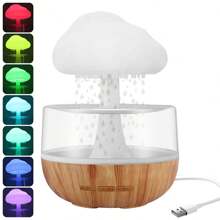 舒缓云朵雨滴香薰加湿器，带夜灯，雾化加湿器带变色灯，情人节礼物 - 彩色 - 查看 14