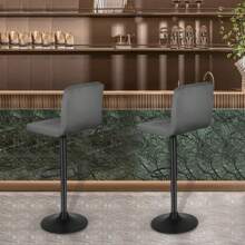 Barhocker 2er Set Barstühle  , Höhenverstellbar, Drehstühle, Küchenstühle mit Rückenlehne und Fußstütze, Robuster Metallrahmen, gemütliche PU weiche Sitzfläche