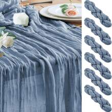 Toalha de mesa com estampa de queijo azul-acinzentado, toalha de mesa de gaze boho, toalha de mesa longa e transparente simples, tecido de gaze, pano de queijo de fazenda, adequado para chá de bebê, casamento, noiva, festa de aniversário, decoração de mesa de jantar