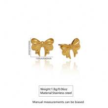 1 Pair Cute Bowknot Stainless Steel Stud Earrings, Suitable For Daily Wear For Girls