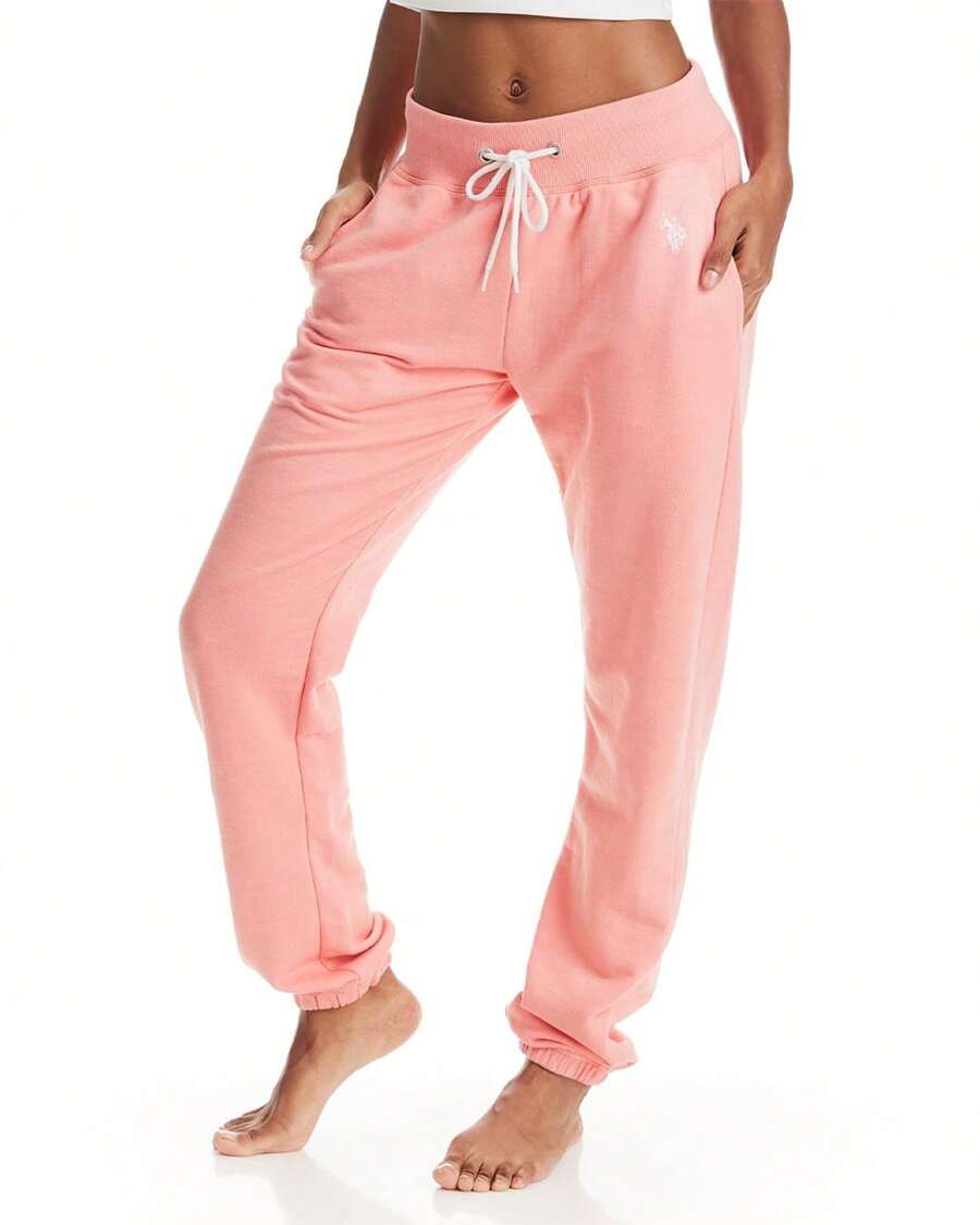 U.S. Polo Assn. Womens Sweatpants Joggers, French Terry Lounge Pants For Women - Cây thạch nam san hô - Xem 1