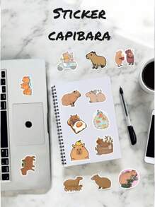 120 Pegatinas sticker de capibara en papel holografico ¡El toque perfecto para tus cosas! - 120 Capibaras - Ver 3