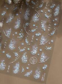 1 autocollant d'art pour les ongles à fleur d'étoile bleue brillante, autocollant d'art pour les ongles de style japonais autoadhésif, accessoires de conception d'ongles DIY, autocollant de décoration d'art pour les ongles
