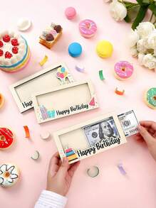 1 件生日钱礼盒木质卡片盒现金夹现金信封钱包生日礼物 DIY 派对礼物