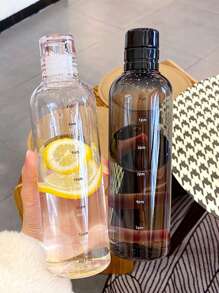 1pc Time Scale Water Bottle, Ins Style High-Desity Beverage/Juice Cup, Large Transparent Portable Minimalist Internet Celebrity Water Bottle