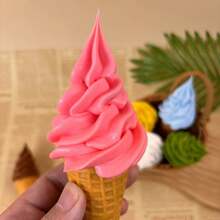 1pc Realistic Artificial Ice Cream Model Cone, Handmade High-Quality Lifelike Fake Food Toy, Dessert Shop Prop, Party Decor, Cute Cartoon Gift, PVC Strawberry, Mango, Chocolate, Matcha Ice Cream Photography Prop Gifts Birthday Graduation - Multicolor - View 4