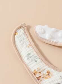 Set de 5 baberos en forma de U para bebés, estampados florales de algodón anti-regurgitación y babas para niñas