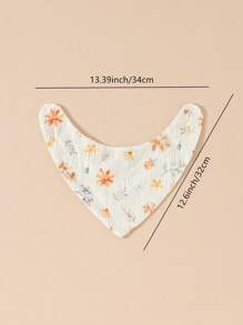 5pcs/Set Celemek Bayi, Celemek Air Liur Segitiga Katun Lembut, Motif Bunga & Hewan untuk Bayi Laki-laki & Perempuan - MultiWarna - View 4
