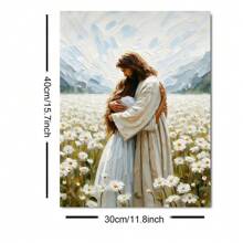 1pc Framed/Unframed Jesus Hugging Girl Canvas Poster Print Bible Christian Art Aesthetic Painting Minimalist Wall Art Picture For Dorm,Apartment,Bedroom,Living Room,Modern Home Decoration