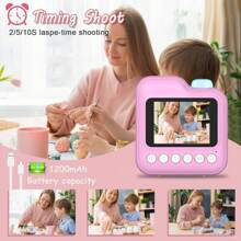 适合 3-12 岁儿童的即时相机，儿童男孩女孩生日圣诞礼物 2.4 英寸屏幕，1080P 高清摄像机儿童即时打印数码相机 - 彩色 - 查看 10