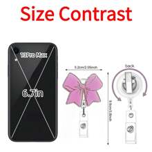 1pc Pink White Bow Retractable Badge Reel - Cute Alligator Clip ID Holder For Nurses, Teachers & Office Staff - Multicolor - View 3