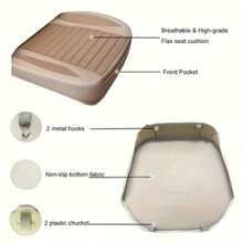 1件/2件/3件装亚麻汽车座椅套，汽车座椅垫保护套，附详细安装视频，舒适透气，时尚耐用，四季通用，适用于轿车、SUV、卡车 - 後排 - 查看 9