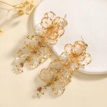 1 对手工制作的花卉吊坠耳环，适合女性日常佩戴、聚会、度假 - 彩色 - 查看 5
