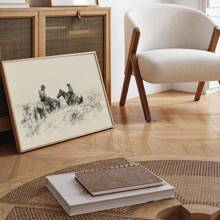 1/2 件复古横向墙壁艺术画牛仔和马匹素描画帆布印刷画，卧室、客厅或办公室的西部装饰，马匹素描印刷乡村农舍装饰，Retroniva 艺术海报，送给他的礼物，无框 - 彩色 - 查看 5