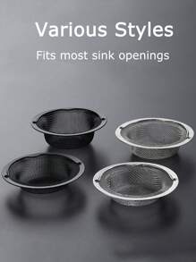 1PC Modern Stainless Steel Round Sink Strainer With Handle - Anti-Clogging Mesh Strainer For Kitchen And Bathroom Sinks, No Power Required - Multicolor - View 3