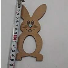 1pc New Easter Gift Rabbit Chocolate Egg Holder, Wooden Tabletop Decor Craft For Party (Eggs Not Included)