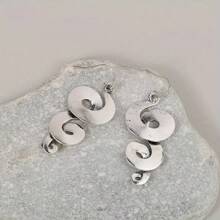 1 Pair Exaggerated Vintage Spiral Design Ladies Earrings - Antique Silver - View 6