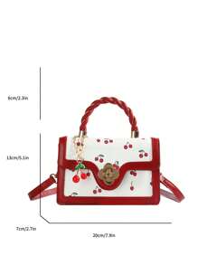 Fashionable High-End Women's Square Bag Versatile PU Handbag Cute Cherry Print Shoulder Bag For Shopping And Dating Girls' Crossbody Bag Preferred Bag - Multicolor - View 9