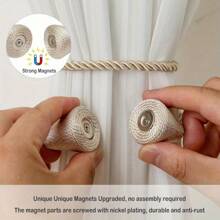 4pcs Magnetic Curtain Tiebacks Outdoor Rope Curtain Tiebacks Decorative Curtain Tiebacks Living Room Home Decor Curtain Holdbacks
