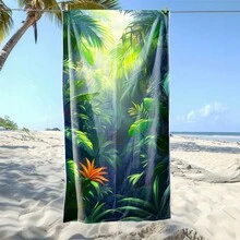 1 pièce Serviette de bain à séchage rapide série plage d'été, imprimé rétro moderne simple, serviette de plage absorbante pour usage quotidien