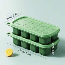1 件带盖家用冰块托盘，可堆叠软底小冰块模具盒，带 8 个水果槽、婴儿食品、咖啡、饮料、夏季冰箱和托盘、厨房配件
