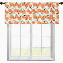 1 件/2 件橙色苹果桃子印花装饰窗帘薄纱 52 英寸 * 18 英寸，26 英寸 * 36 英寸乡村风格涤纶杆窗帘套装春季主题四季厨房咖啡店客厅办公室卧室家居装饰窗帘 - 彩色 - 查看 15
