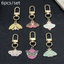 6pcs/Set Unisex Alloy Drop Oil Colorful Butterfly Pendant Keychain Keyring Accessories - Multicolor - View 2