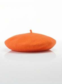 1pc Women Minimalist Candy Color Wool Beret Hat, Cute Solid Color Wool Beret, French Style Beret Cap, Gift - Multicolor - View 2