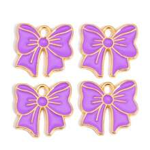 10 件可爱蝴蝶结金属合金吊坠，适合制作女士吊坠耳环、手链、DIY 工艺品 - 金色 - 查看 13