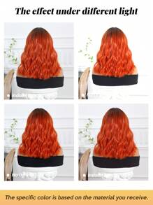 High Quality 14-Inch Synthetic Heat-Resistant Fiber Wig With Bangs In Short Orange Curls Ladies Wig Is Perfect For Holiday Party Everyday Wear