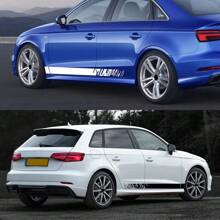 2 Stücke Auto Seitentür Rennsport Stil Aufkleber Vinyl Folie Dekoration Abziehbilder Seitenschweller Zierleisten Streifen Auto Tuning Außenzubehör für Audi A3 8V 8P 8Y 8L Limousine TFSI Sportback S3 RS3