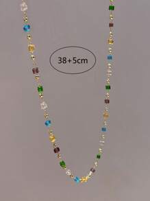 Nooxian 1 件时尚简约彩色串珠项链配饰，适合女士（珠子数量随机）