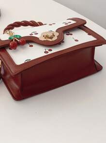 Fashionable High-End Women's Square Bag Versatile PU Handbag Cute Cherry Print Shoulder Bag For Shopping And Dating Girls' Crossbody Bag Preferred Bag - Multicolor - View 6