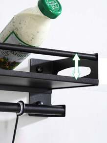 1pc Multi-Function Spice Rack, Wall Mounted Storage For Kitchen, Bathroom, Balcony, Space Saving, Waterproof & Rustproof, No-Drill Installation