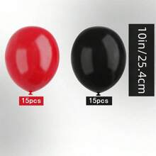 30 peças Balões de Látex Vermelhos e Pretos de 10 Polegadas, Balões de Festa Pretos e Vermelhos para Aniversário, Formatura, Churrasco, Decoração de Festa de Cartas de Pôquer, Natal - multicolorido - Visão 3