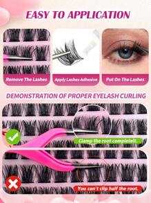 MAANGE 全新 1026 簇 CC 卷曲漫画睫毛和自粘睫毛礼品套装，满足美丽女性的所有需求，带自粘睫毛的单独睫毛延长套件，含 2 件睫毛镊子 + 2 件睫毛夹 + 20 件睫毛梳 + 20 件唇刷 + 6 件化妆刷，DIY 塔尖麦穗假睫毛