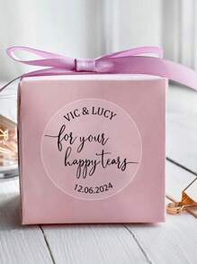 30-240Pcs Custom Name/Date Stickers, Round Transparent Gold Foil, Wedding Stickers, Personalized Anniversary Labels, Customized Text Party Favour Labels, Gold Stamping, Customizable Self-Adhesive Stickers, Party Bag Labels, 4x4cm, Gold Foil/Black Ink, Easter Gift, Suitable For Her, Bestie, Couple, Girlfriend, Wife, Colleague, Family,Warm Ambience, Autumn Home Refresh, Xmas Decoration,Home Harmony